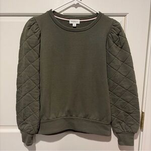 Evereve Olive Sweatshirt with Quilted Detail